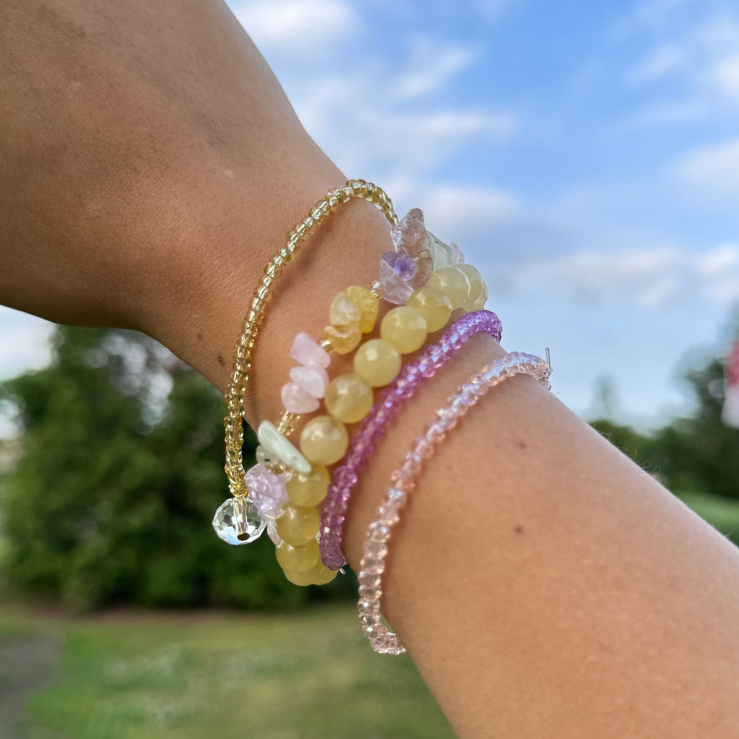 Cotton candy bracelet stack