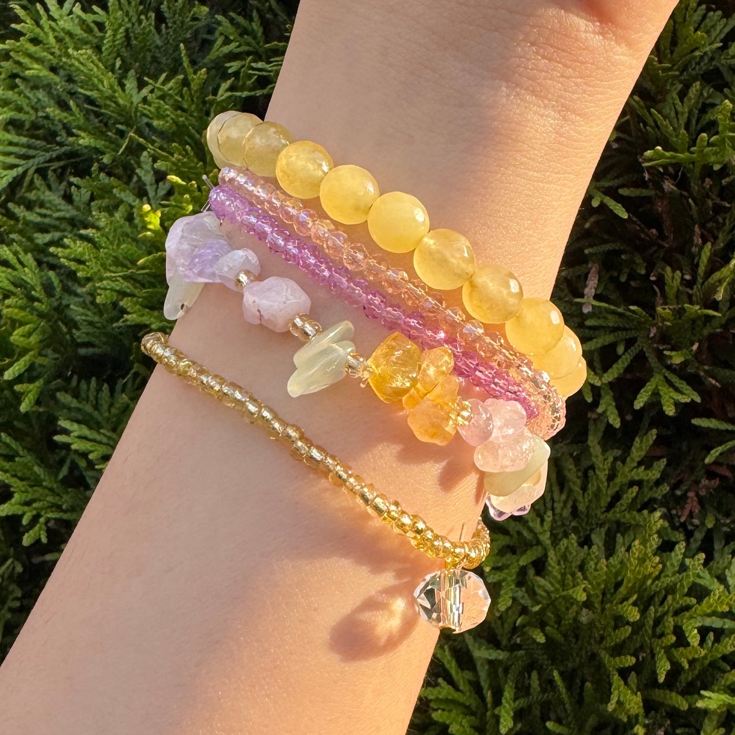 Cotton candy bracelet stack