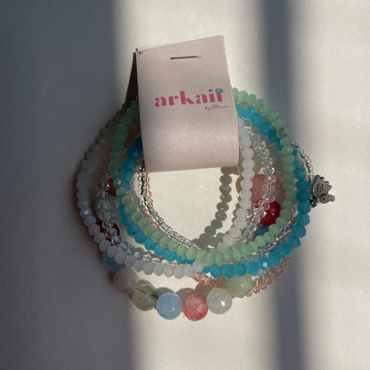 Multicoloured bracelet stack