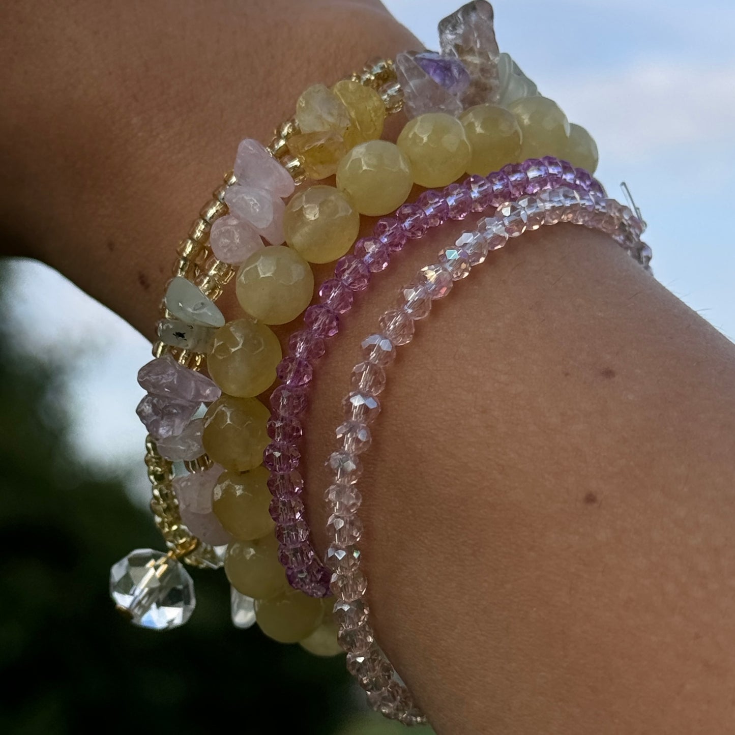 Cotton candy bracelet stack