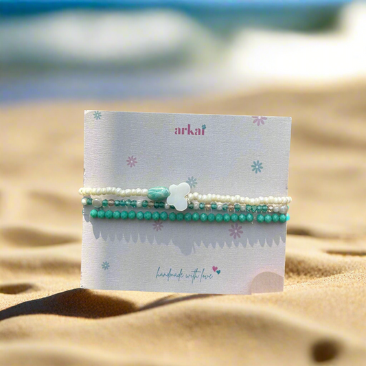 Seafoam Butterfly Bracelet Stack